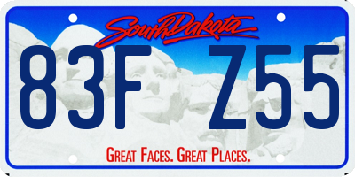 SD license plate 83FZ55