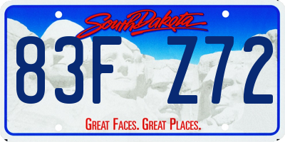 SD license plate 83FZ72