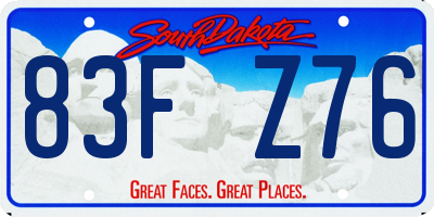 SD license plate 83FZ76