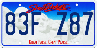 SD license plate 83FZ87