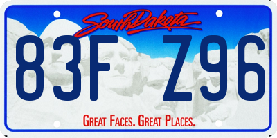 SD license plate 83FZ96