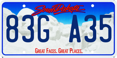 SD license plate 83GA35