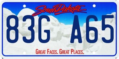 SD license plate 83GA65