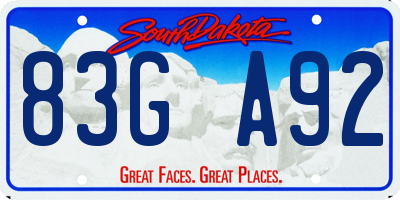 SD license plate 83GA92
