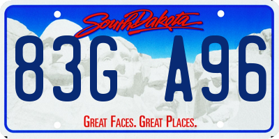 SD license plate 83GA96
