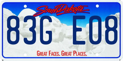 SD license plate 83GE08