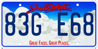 SD license plate 83GE68
