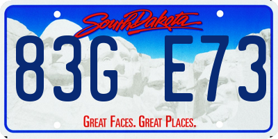 SD license plate 83GE73