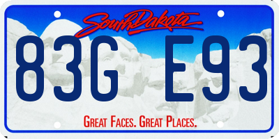 SD license plate 83GE93