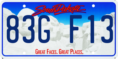 SD license plate 83GF13
