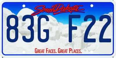 SD license plate 83GF22