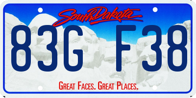 SD license plate 83GF38