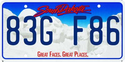 SD license plate 83GF86