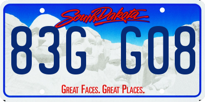 SD license plate 83GG08
