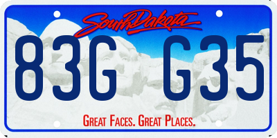 SD license plate 83GG35
