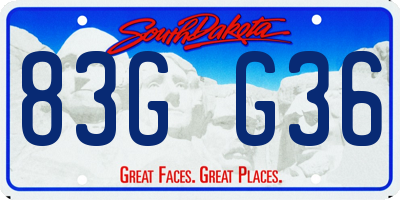 SD license plate 83GG36
