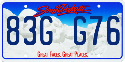 SD license plate 83GG76
