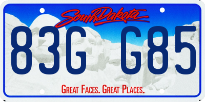 SD license plate 83GG85