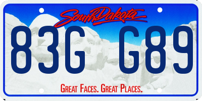 SD license plate 83GG89
