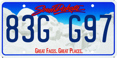 SD license plate 83GG97