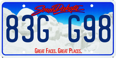 SD license plate 83GG98