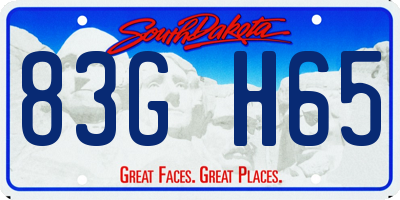 SD license plate 83GH65