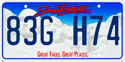 SD license plate 83GH74