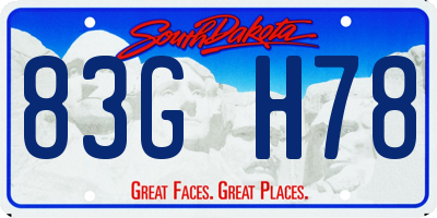 SD license plate 83GH78