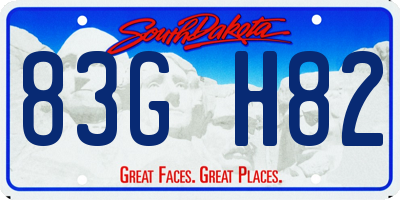 SD license plate 83GH82