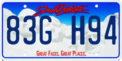 SD license plate 83GH94