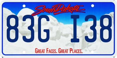 SD license plate 83GI38