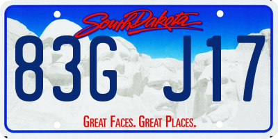 SD license plate 83GJ17