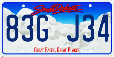 SD license plate 83GJ34