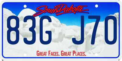 SD license plate 83GJ70