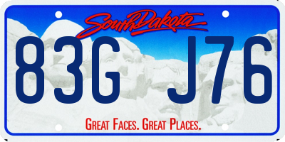SD license plate 83GJ76