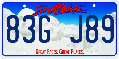 SD license plate 83GJ89