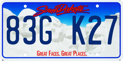 SD license plate 83GK27