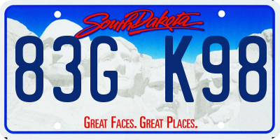 SD license plate 83GK98