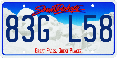 SD license plate 83GL58