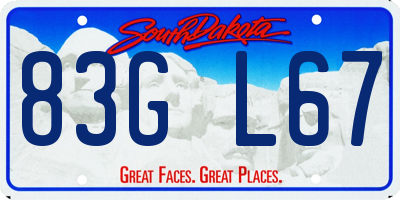 SD license plate 83GL67