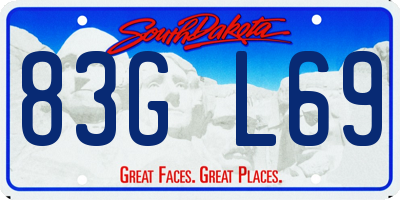 SD license plate 83GL69