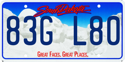 SD license plate 83GL80