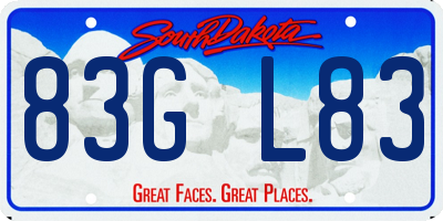 SD license plate 83GL83