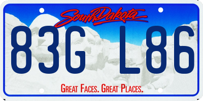 SD license plate 83GL86