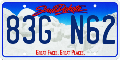 SD license plate 83GN62