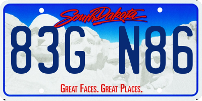 SD license plate 83GN86