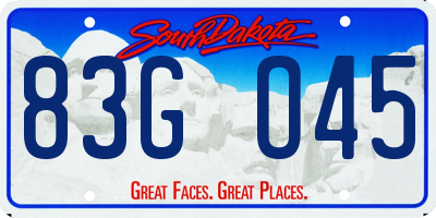 SD license plate 83GO45
