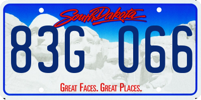 SD license plate 83GO66