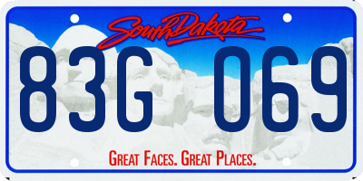 SD license plate 83GO69
