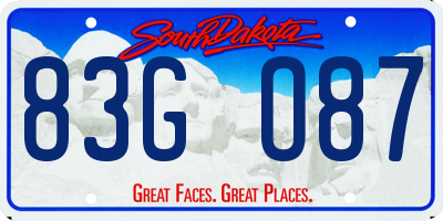 SD license plate 83GO87